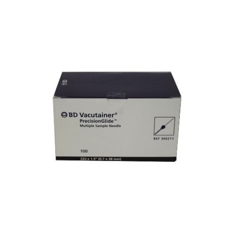 AGUJA VACUTAINER NEGRA 22 X 38 C/100PZS